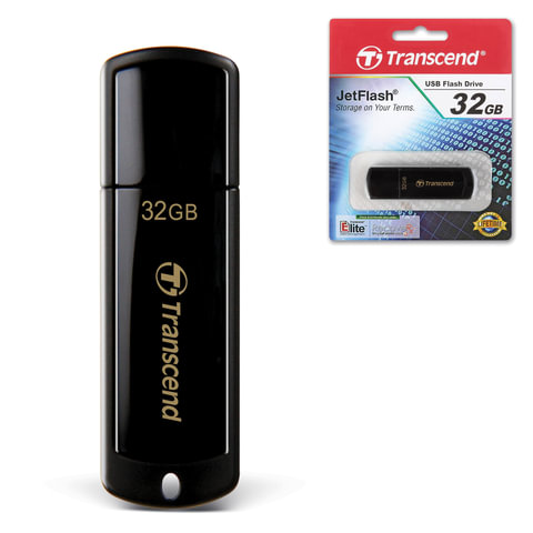 Флеш-память Transcend JetFlash 350, 32Gb, USB 2.0, чер, TS32GJF350 - фото 1