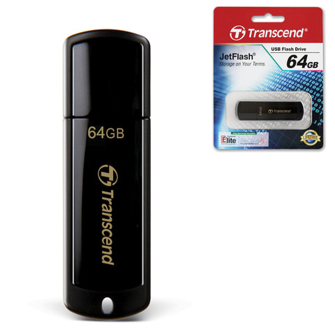 Флеш-память Transcend JetFlash 350, 64Gb, USB 2.0, чер, TS64GJF350 - фото 1
