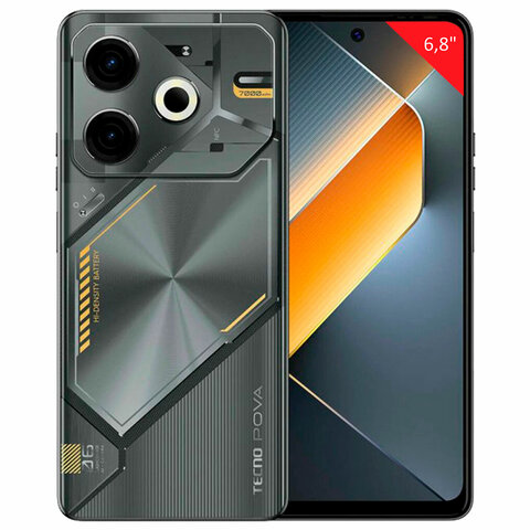 Смартфон TECNO POVA 6 NEO, 2 SIM, 6,8", 4G, 60/8 Мп, 8/128 ГБ, черный, пластик, TCN-LI6.8.128.SPB - фото 1