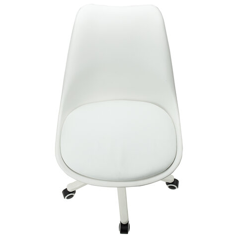 Кресло стул BRABIX "Eames MG-310 PL", пластик белый, экокожа белая, 532926 - фото 7