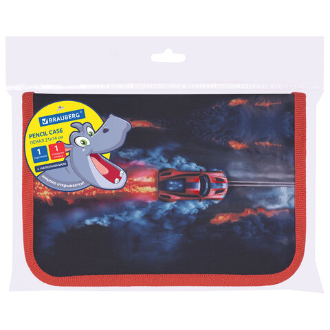 Пенал BRAUBERG с наполнением, 1 отделение, 1 откидная планка, 24 предмета, 21х14 см, "Foggy car", 273533 - фото 8
