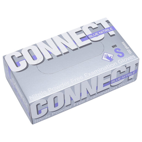 Перчатки смотровые нитриловые CONNECT, голубые, 50 пар (100 штук), размер S (малые), - - фото 2