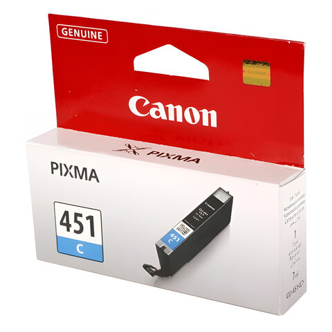 Картридж струйный CANON (CLI-451C) Pixma iP7240 и другие, голубой, оригинальный, 6524B001 - фото 1