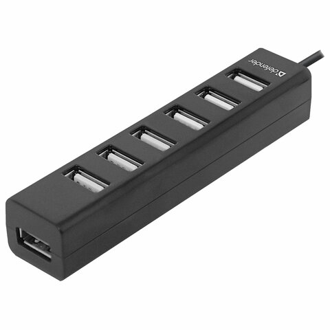 Хаб USB 2.0, 7 портов, черный, DEFENDER QUADRO SWIFT, 83203 - фото 1