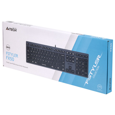 Клавиатура проводная A4TECH Fstyler FX50, USB, 109 кнопок, серая, 1624628 - фото 6