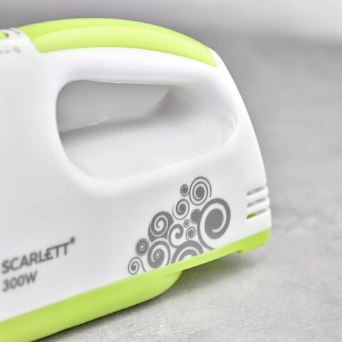 Миксер SCARLETT SC-HM40S05, 300Вт, 7 скоростей, 2 венчика, 2 крюка для теста, белый - фото 5
