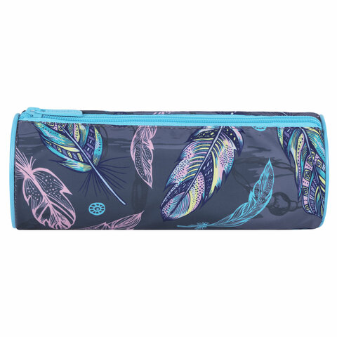 Пенал-тубус BRAUBERG, с эффектом SOFT TOUCH, полиэстер, "Feathers", 22х8 см, 270058 - фото 2