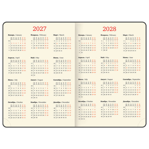 Еженедельник датированный 2027, БОЛЬШОЙ ФОРМАТ, 210х297 мм, А4, BRAUBERG "Comodo", под кожу, коричневый, 118145 - фото 6