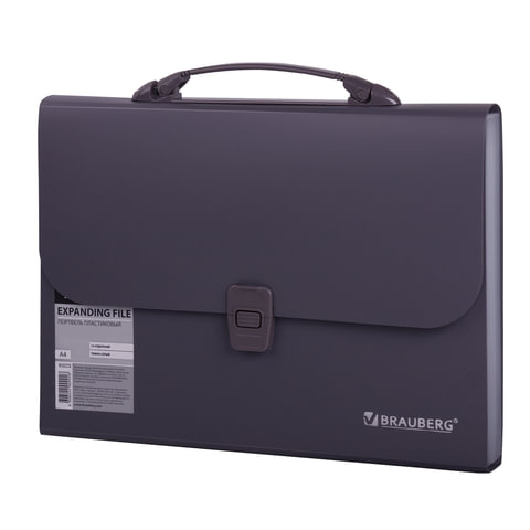 Папка-портфель пластиковая BRAUBERG А4 (327х254х30 мм), 13 отделений, серая, 221438 - фото 2