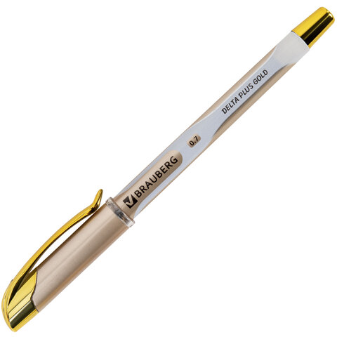 Ручка шариковая масляная с грипом BRAUBERG "Delta Plus Gold", СИНЯЯ, пишущий узел 0,7 мм, линия письма 0,35 мм, 144256 - фото 3