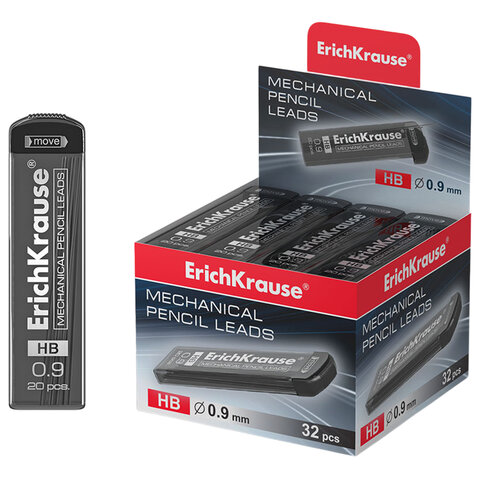 Грифели запасные для механических карандашей 0,9 мм ERICH KRAUSE, HB, КОМПЛЕКТ 20 ШТ,, 48144 - фото 1