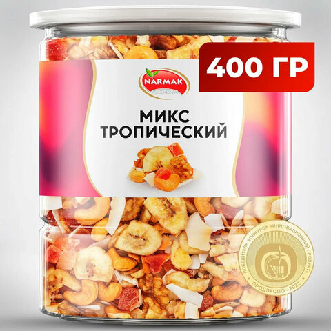 Орехи и сухофрукты NARMAK "Микс Тропический", грецкий орех, кешью, кокос, банан, цукаты, 400 г - фото 5