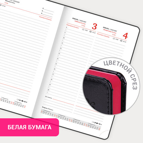 Ежедневник датированный 2026, А5, 138x213 мм, BRAUBERG "Rainbow", под кожу, черный, 117079 - фото 16