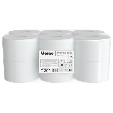Бумага туалетная 200 м, VEIRO Professional (Система T2), КОМПЛЕКТ 12 шт., COMFORT, T201 - фото 2