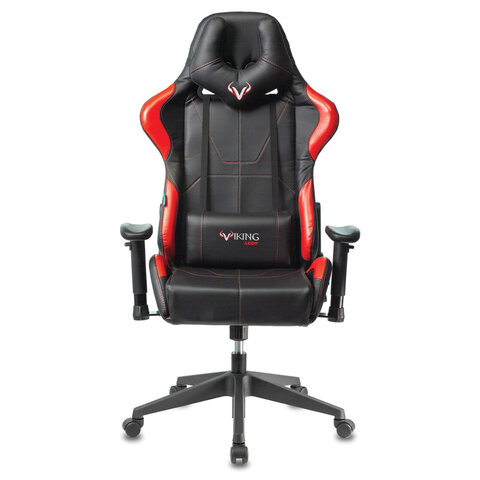 Кресло компьютерное Zombie VIKING 5 AERO, 2 подушки, экокожа, черное/красное, 1216368 - фото 3