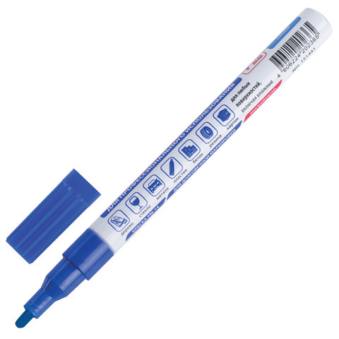 Маркер-краска лаковый (paint marker) 2 мм, СИНИЙ, НИТРО-ОСНОВА, алюминиевый корпус, BRAUBERG PROFESSIONAL PLUS, 151441 - фото 2
