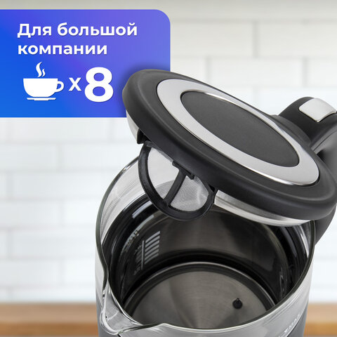 Чайник с терморегулятором и дисплеем, ДВОЙНЫЕ СТЕНКИ, SONNEN KT-8717, 1,7 л, 2200 Вт, черный, 454687 - фото 10