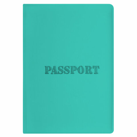 Обложка для паспорта, мягкий полиуретан, "PASSPORT", цвет "тиффани", STAFF, 238404 - фото 2