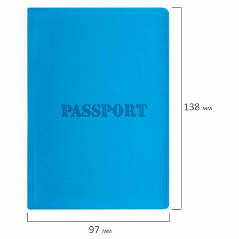 Обложка для паспорта, мягкий полиуретан, "PASSPORT", голубая, STAFF, 238405 - фото 7