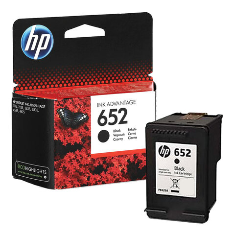 Картридж струйный HP (F6V25AE) DeskJet 2135/3635/3835/4535/4675/1115, №652, черный, оригинальный, ресурс 360 стр. - фото 1