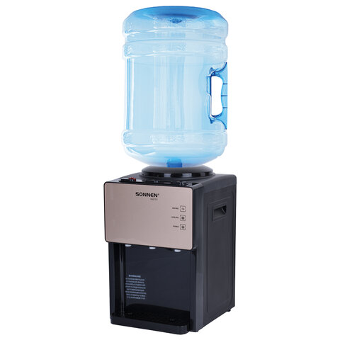 Кулер для воды SONNEN TSE-03BBP, настольный, НАГРЕВ/ОХЛАЖДЕНИЕ ЭЛЕКТРОННОЕ, 3 крана, черный/бежевый, 455751 - фото 1