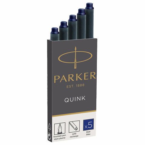 Картриджи чернильные PARKER "Cartridge Quink", КОМПЛЕКТ 5 штук, блистер, синие, 1950403 - фото 1