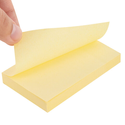 Блок самоклеящийся (стикеры) STAFF STANDARD, ПАСТЕЛЬНЫЙ 76х51 мм, желтый, 100 листов, 116581 - фото 4