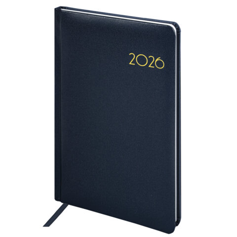 Еженедельник датированный 2026, А5, 145х215 мм, BRAUBERG "Select", балакрон, темно-синий, 117181 - фото 1