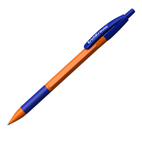 Ручка шариковая автоматическая с грипом ERICH KRAUSE "R-301 Orange", СИНЯЯ, узел 1,0 мм, линия письма 0,35 мм, 46762 - фото 7