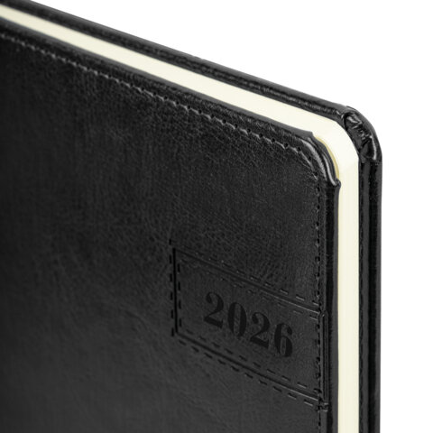 Еженедельник датированный 2026, А5, 145х215 мм, BRAUBERG "Imperial", под кожу, черный, 117175 - фото 4