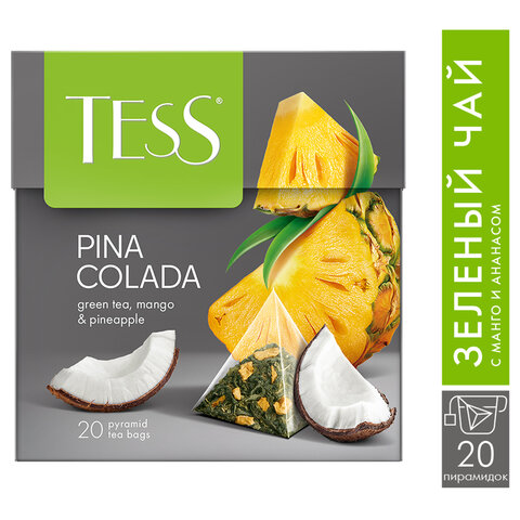 Чай TESS "Pina Colada" зеленый с ароматом тропических фруктов, 20 пирамидок по 1,8 г, 0787-12 - фото 8