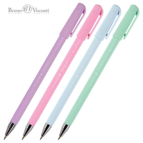 Ручка шариковая BRUNO VISCONTI "SlimWrite", "Zefir", СИНЯЯ, корпус ассорти, узел 0,5 мм, линия письма 0,3 мм, 20-0204 - фото 1