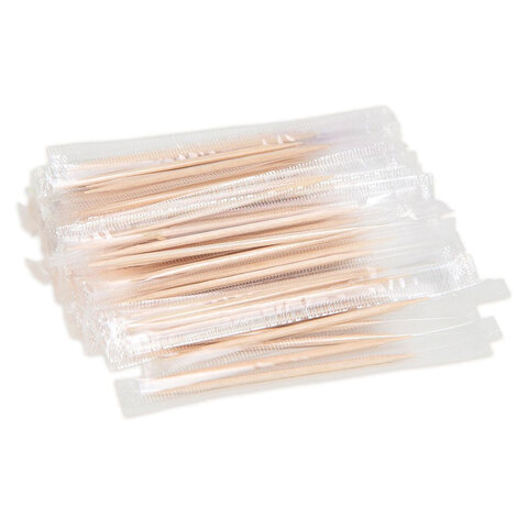 Зубочистки бамбуковые, 1000 штук в индивидуальной ПП упаковке, КП, 119908 - фото 2