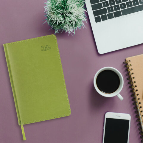 Ежедневник датированный 2026, А5, 138x213 мм, BRAUBERG "Rainbow", под кожу, зеленый, 117081 - фото 5