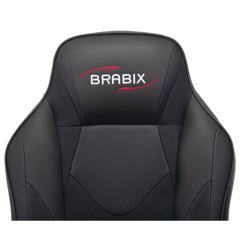 Кресло компьютерное BRABIX "Game GM-017", экокожа/ткань, черное, 532641, GM-017_532641 - фото 5