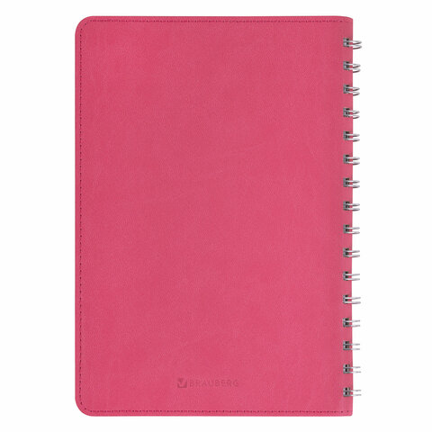 Бизнес-тетрадь на гребне А5 148x218 мм, BRAUBERG "Office PRO", под кожу, клетка, 80 л., розовая, 111042 - фото 8