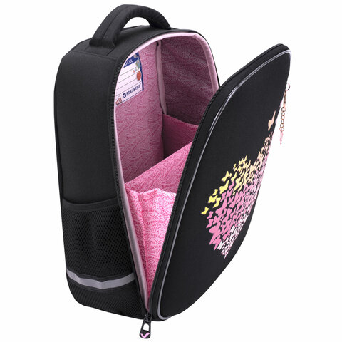 Ранец BRAUBERG LIGHT, 1 отделение, с брелоком, "Shining heart", фольгированная печать, 36х26х13 см, 272029 - фото 6