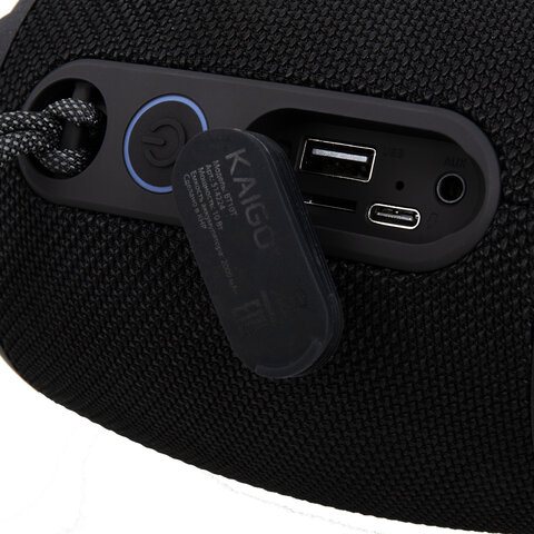 Колонка портативная влагозащищенная KAIGO (КАЙГО) BT10T, 10 Вт, Bluetooth, USB, Micro SD, AUX, RGB, TWS, IPX7, черная, 514224 - фото 5