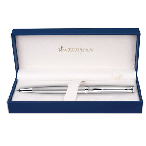 Ручка подарочная шариковая WATERMAN "Hemisphere Stainless Steel CT", серебристый корпус, палладиевое покрытие, синяя, S0920470 - фото 2