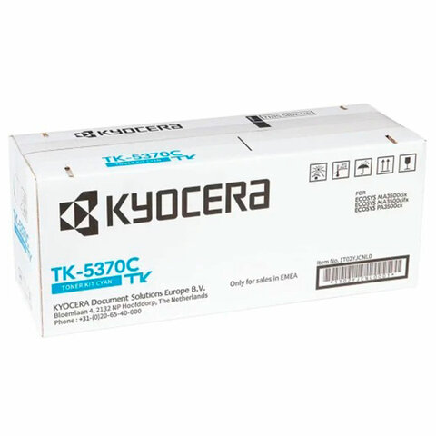 Тонер-картридж KYOCERA (TK-5370C) ECOSYS PA3500cx/MA3500cix/MA3500cifx, голубой, оригинальный, ресурс 5000 страниц, 1T02YJCNL0 - фото 1