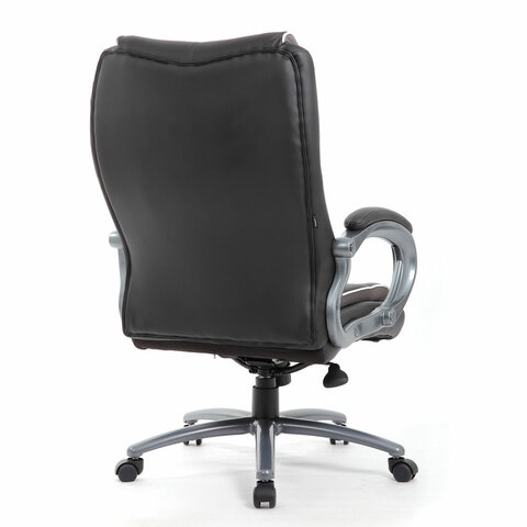 Кресло офисное BRABIX PREMIUM "Strong HD-009", НАГРУЗКА до 200 кг, экокожа черная, ткань серая, 531945 - фото 4