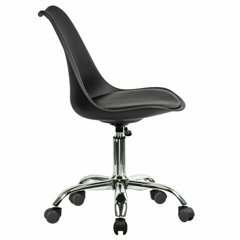 Кресло стул BRABIX "Eames MG-310 CH", хром, пластик черный, экокожа черная, 532925 - фото 3