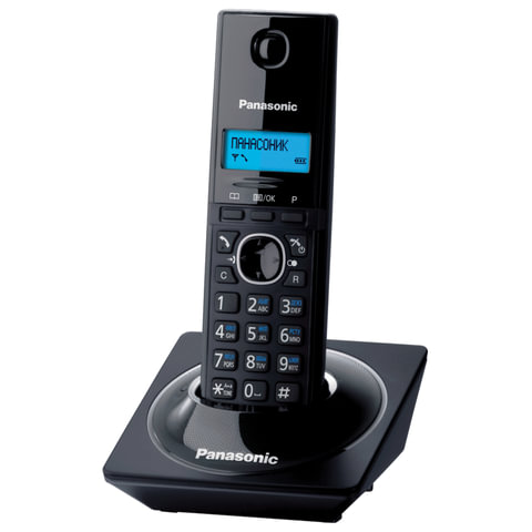Радиотелефон PANASONIC KX-TG1711RUB, память на 50 номеров, АОН, повтор, часы/будильник, чёрный - фото 1