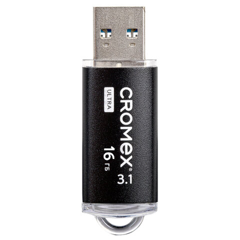 Флеш-диск 16 GB, CROMEX (КРОМЕКС) Ultra USB 3.1, металлический корпус, черный, 514162 - фото 3