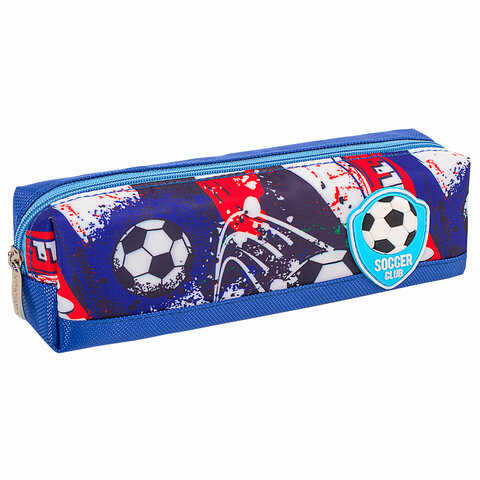 Пенал ЮНЛАНДИЯ, 1 отделение, полиэстер, "Football", синий, 19х4х6 см, 270270 - фото 1