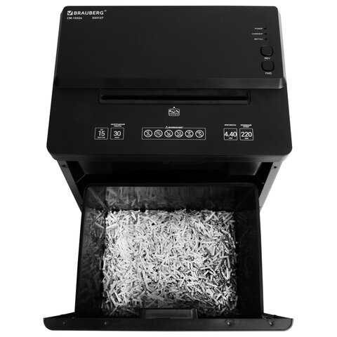 Уничтожитель (шредер) BRAUBERG PROFESSIONAL CM-1522x, "Heavy Duty", 4 уровень секретности, 4x40 мм, 15 листов, корзина 22 литра, 533127 - фото 6
