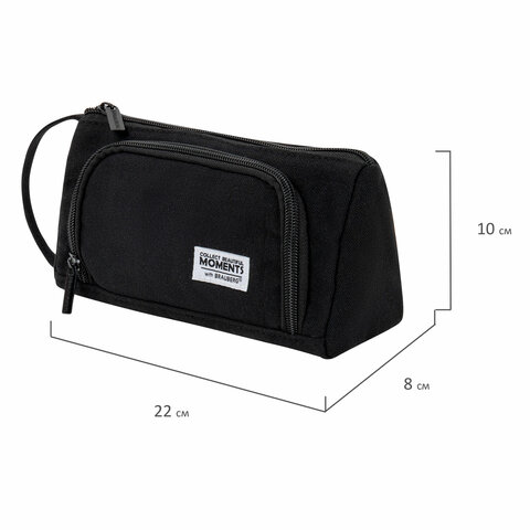 Пенал-косметичка BRAUBERG с ручкой, 1 откидная планка, полиэстер, 22x10х8 см, Black, 272339 - фото 10