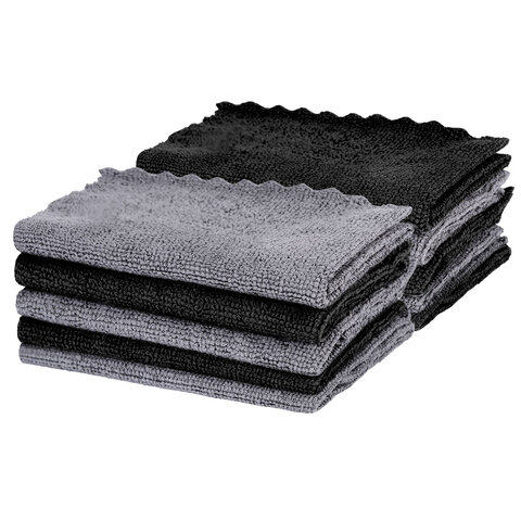 Салфетки из МИКРОФИБРЫ 30х30 см, GRAY & BLACK, big pack, КОМПЛЕКТ 10 штук, 180 г/м2, LAIMA HOME, 700610 - фото 5