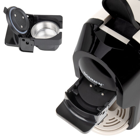 Кофемашина капсульная 3 в 1 для молотого кофе и капсул DOLCE GUSTO и NESPRESSO, SONNEN CM510B, 1450 Вт, 0,6 л, бежевая, 457338 - фото 9
