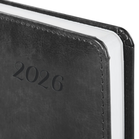 Ежедневник датированный 2026 А5 138x213 мм, BRAUBERG "Legend", под кожу, застежка, серый, 117068 - фото 3